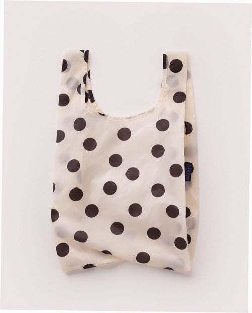 Baby Baggu Reusable Nylon Pouch Bag - Cream and Black Polka Dot