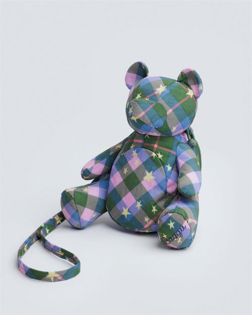 Bear Novelty Bag - Green Star Plaid