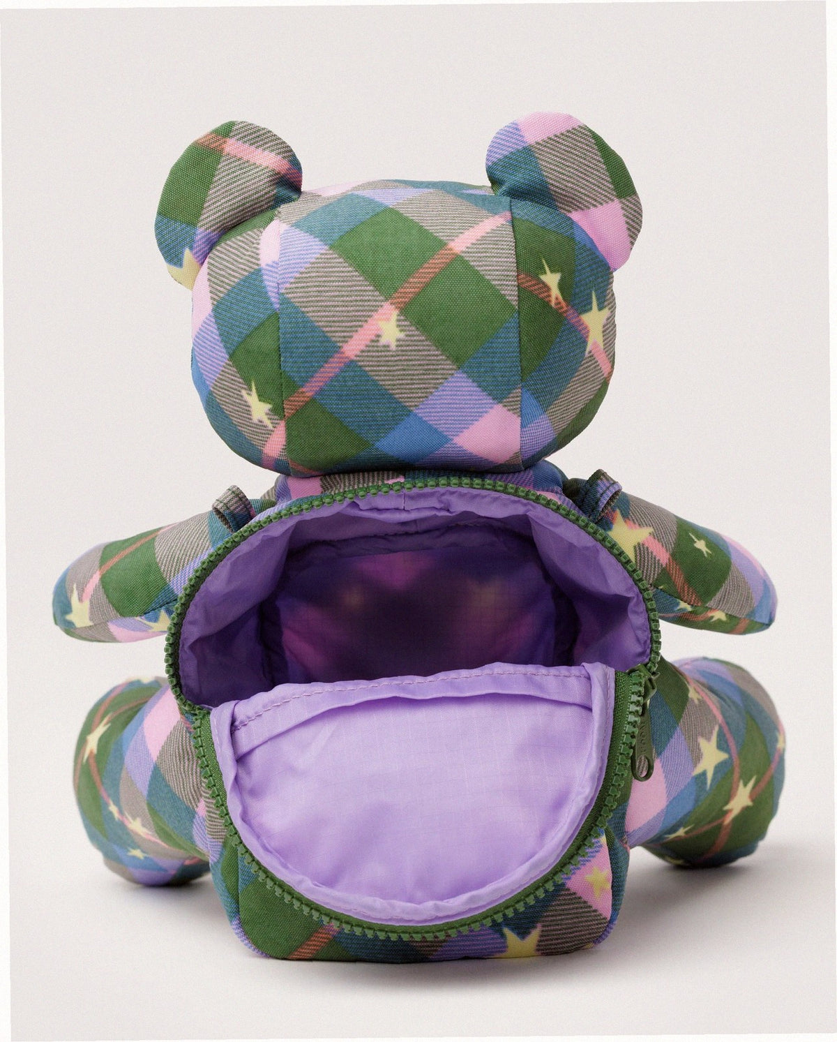 Bear Novelty Bag - Green Star Plaid