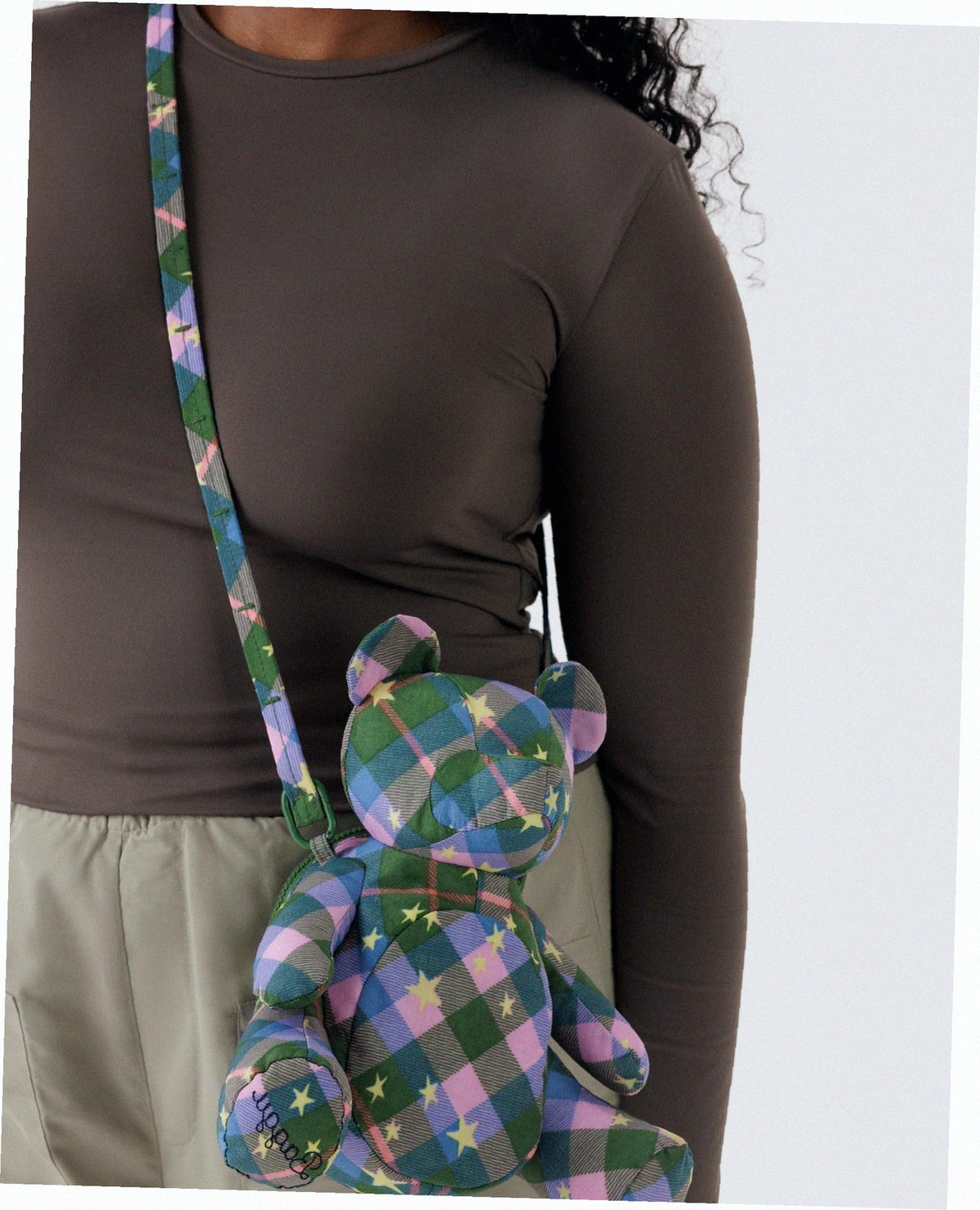 Bear Novelty Bag - Green Star Plaid