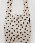 Big Baggu Reusable Nylon Shopping Bag - Cream and Black Polka Dot
