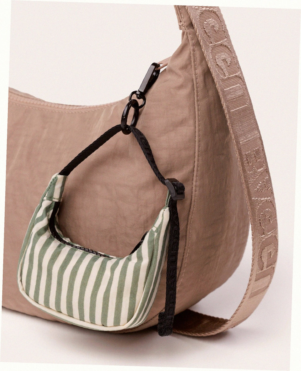 Crescent Bag Charm - Sage Stripe
