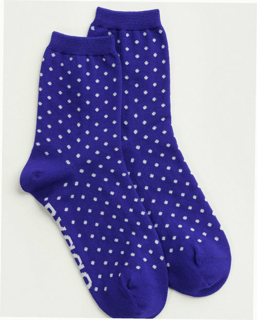 Crew Sock - Micro Blue and White Polka Dot