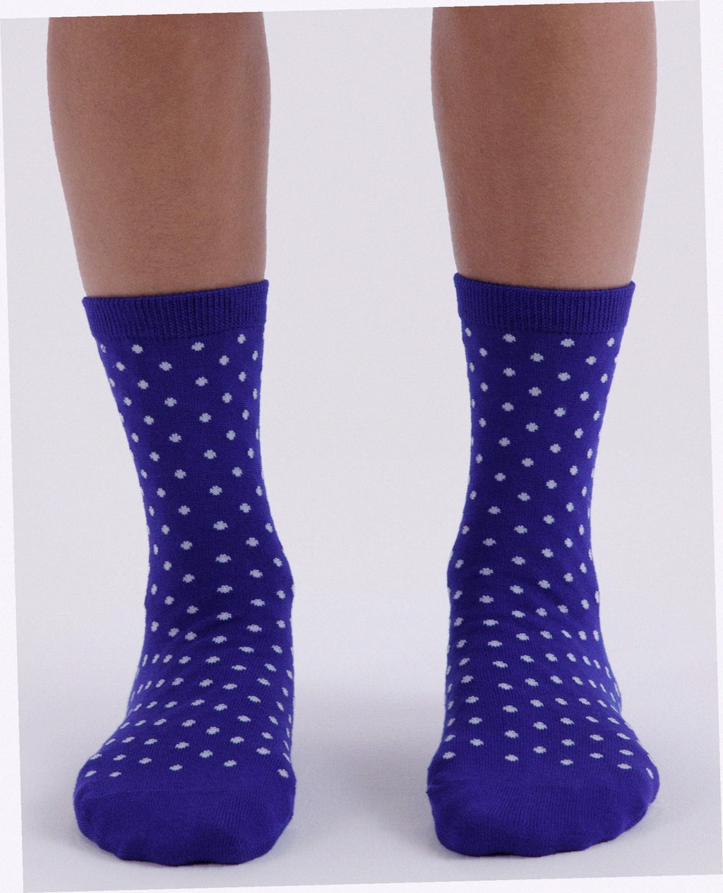 Crew Sock - Micro Blue and White Polka Dot