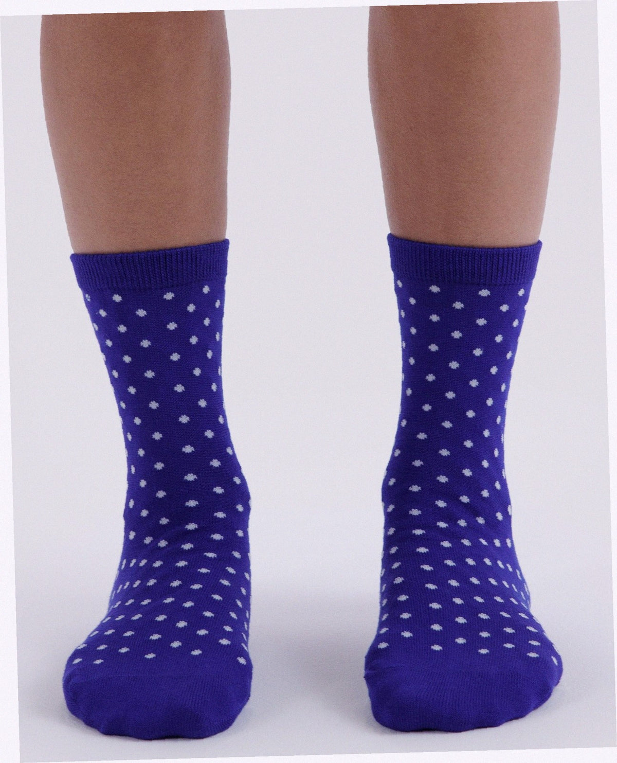 Crew Sock - Micro Blue and White Polka Dot