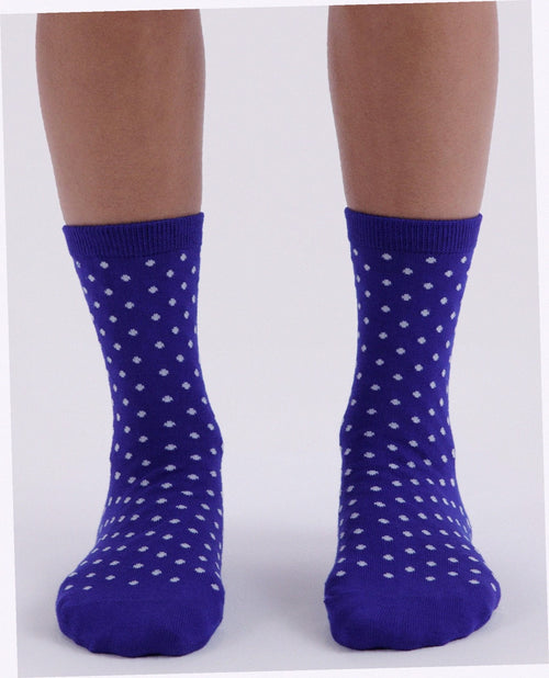 Crew Sock - Micro Blue and White Polka Dot