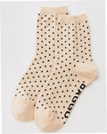 Crew Sock - Micro Cream and Black Polka Dot