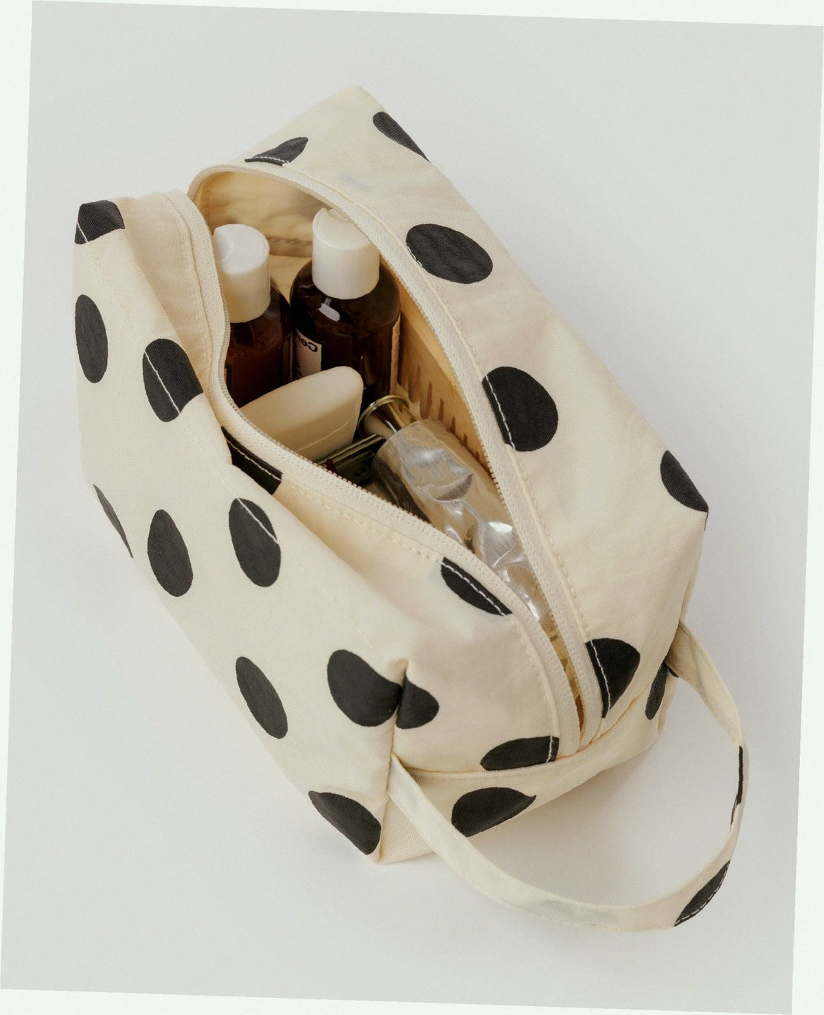 Travel Dopp Kit - Cream and Black Polka Dot