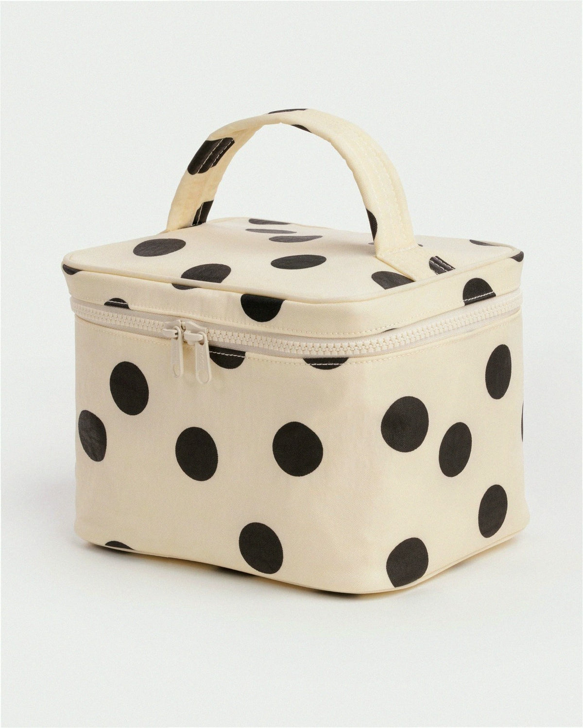 Large Cosmetic Case - Cream and Black Polka Dot