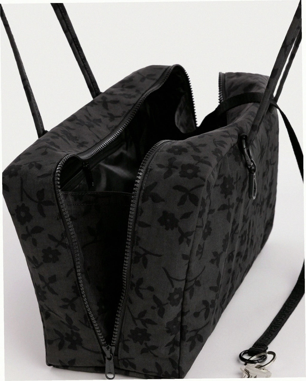 Medium Nylon Bowler Bag - Charcoal Ditsy Floral