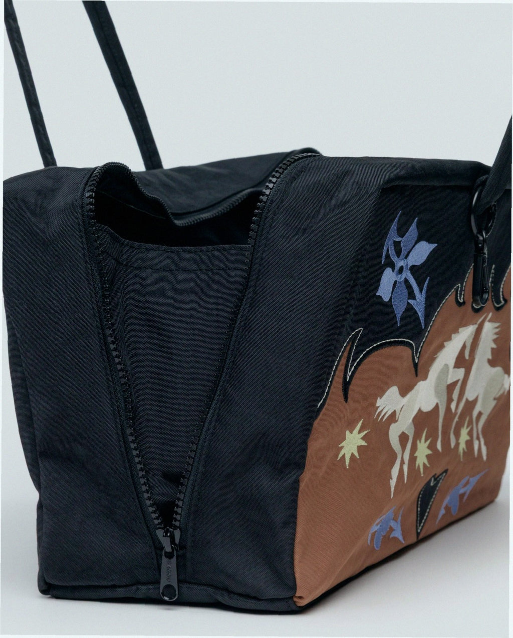 Medium Nylon Bowler Bag - Western Appliqué