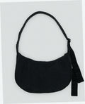 Medium Nylon Crescent Shoulder Bag - Black
