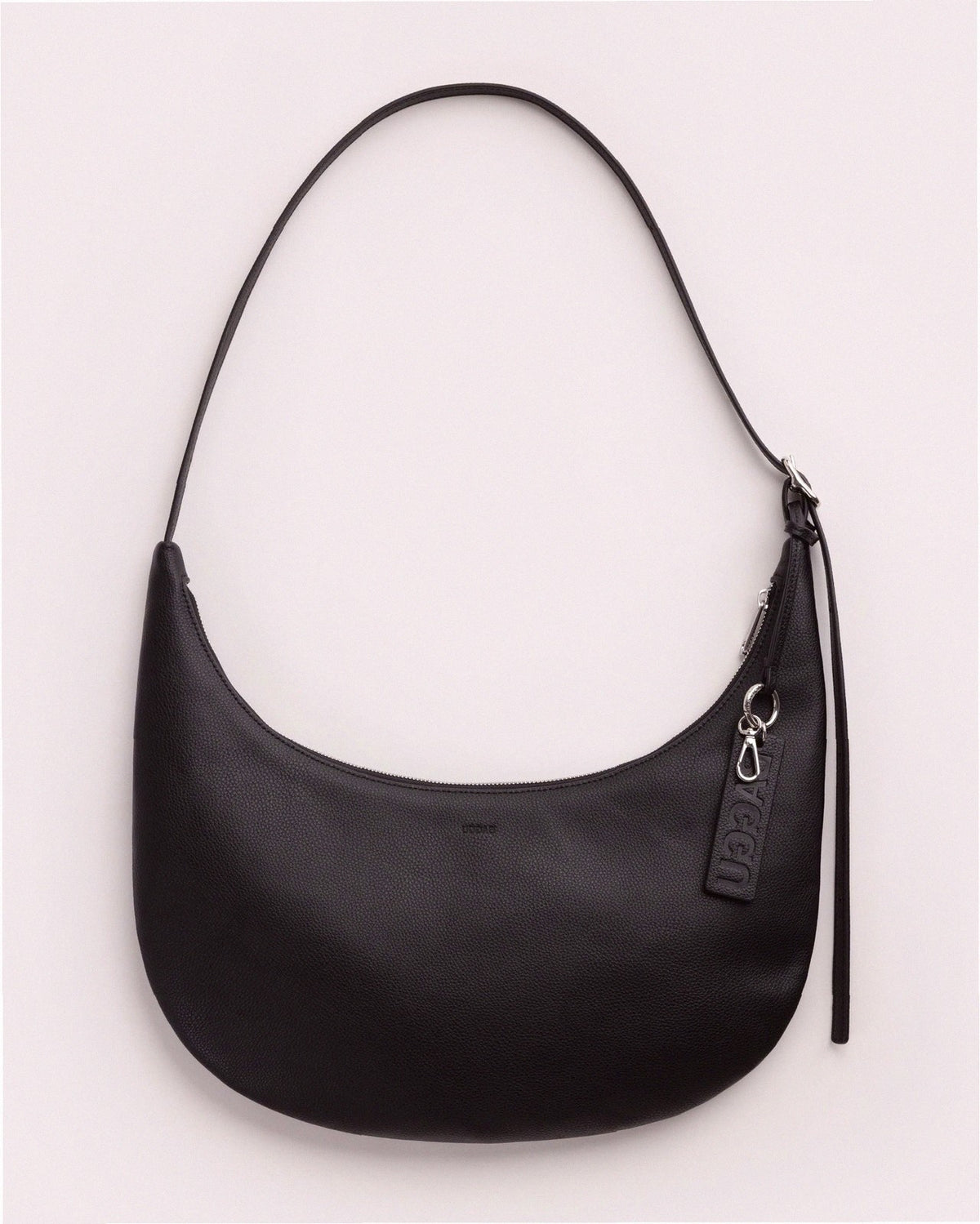 Recycled Leather Flat Crescent - Black
