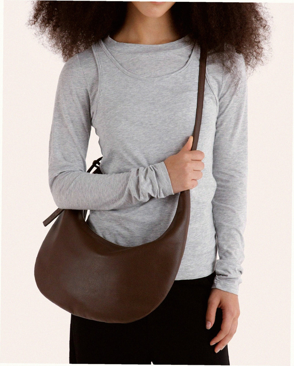 Recycled Leather Flat Crescent - Brown