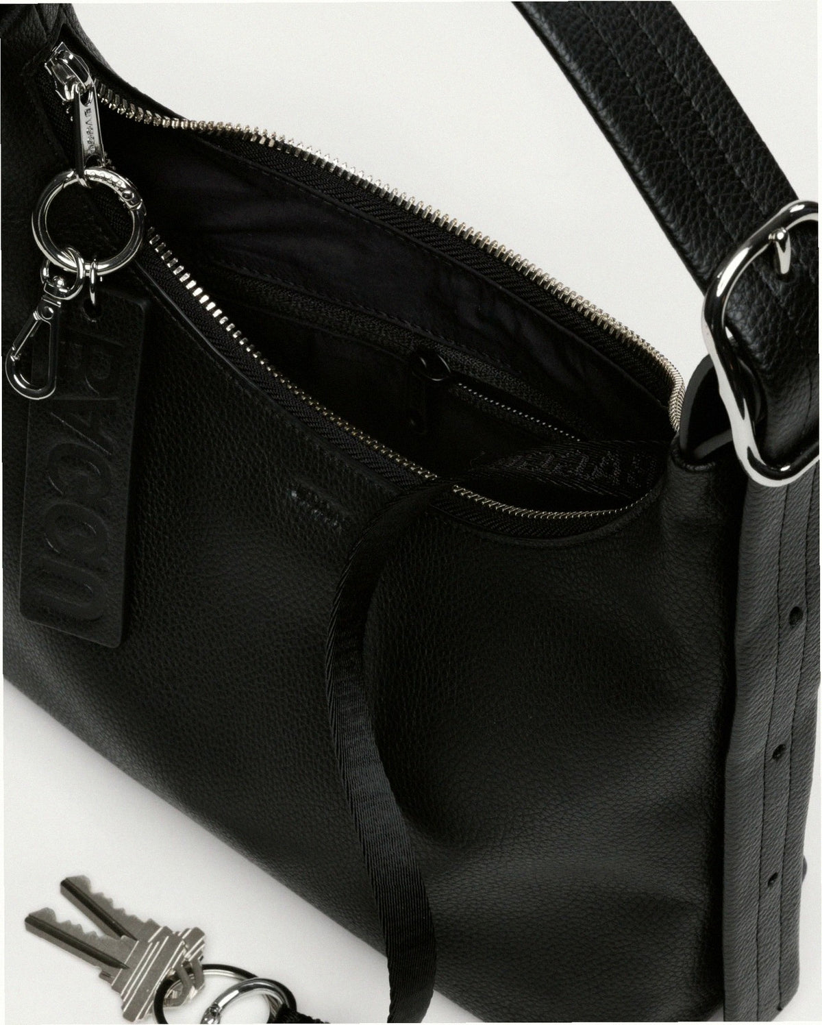 Mini Recycled Leather Shoulder Bag - Black