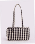 Nylon Bowler Bag - Black And Cream Gingham