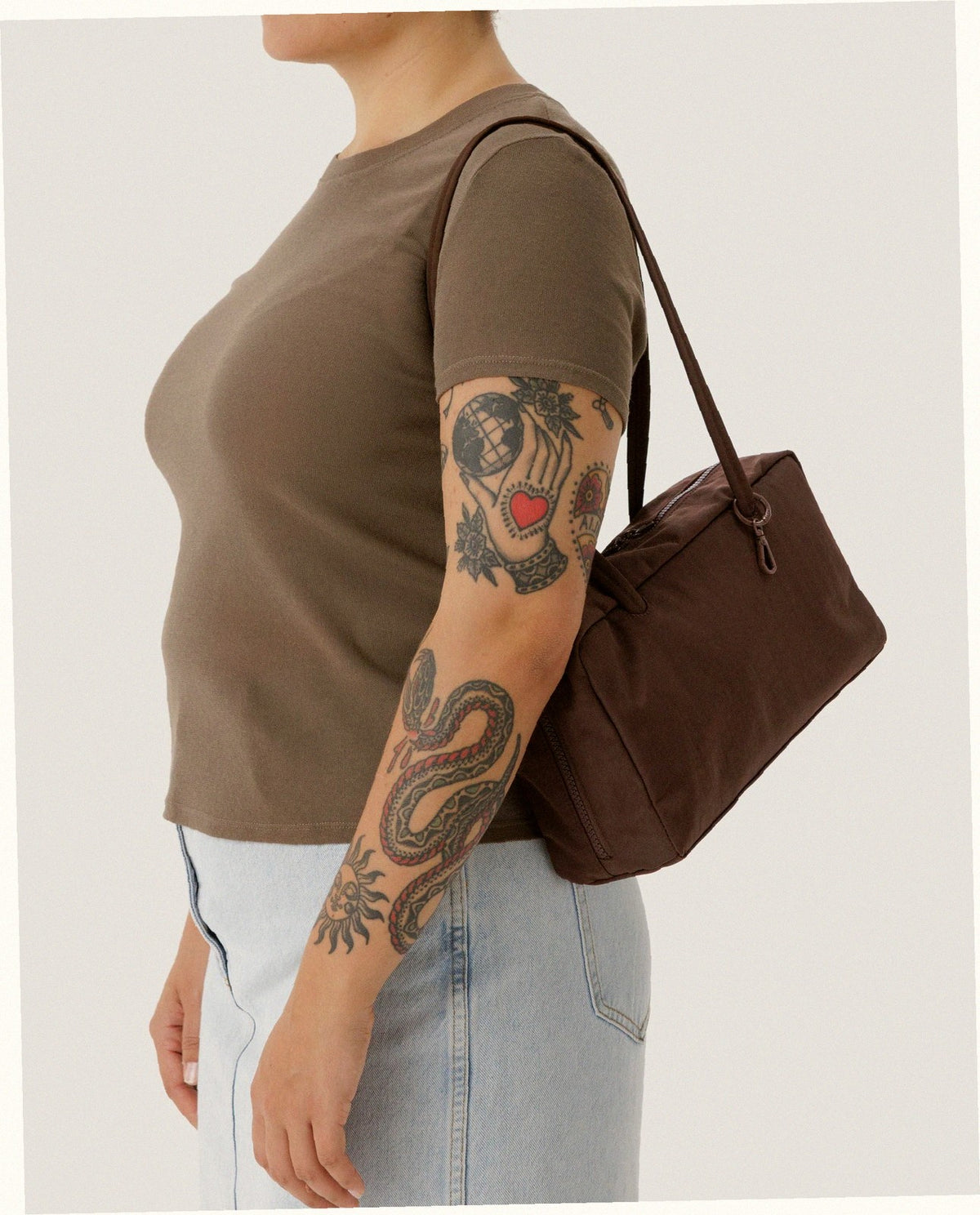Nylon Bowler Bag - Coffee