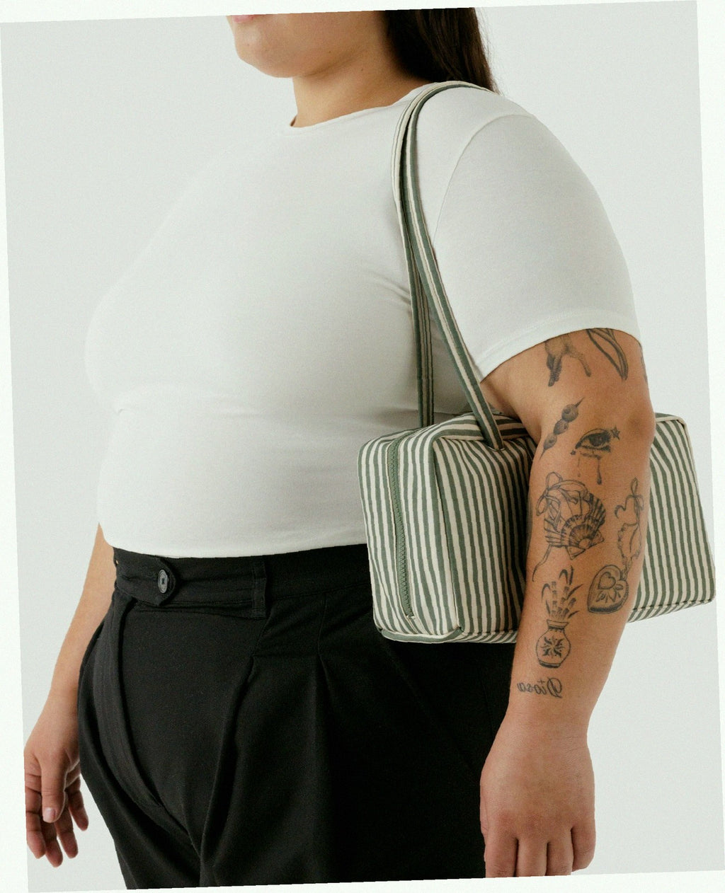 Nylon Bowler Bag - Sage Stripe