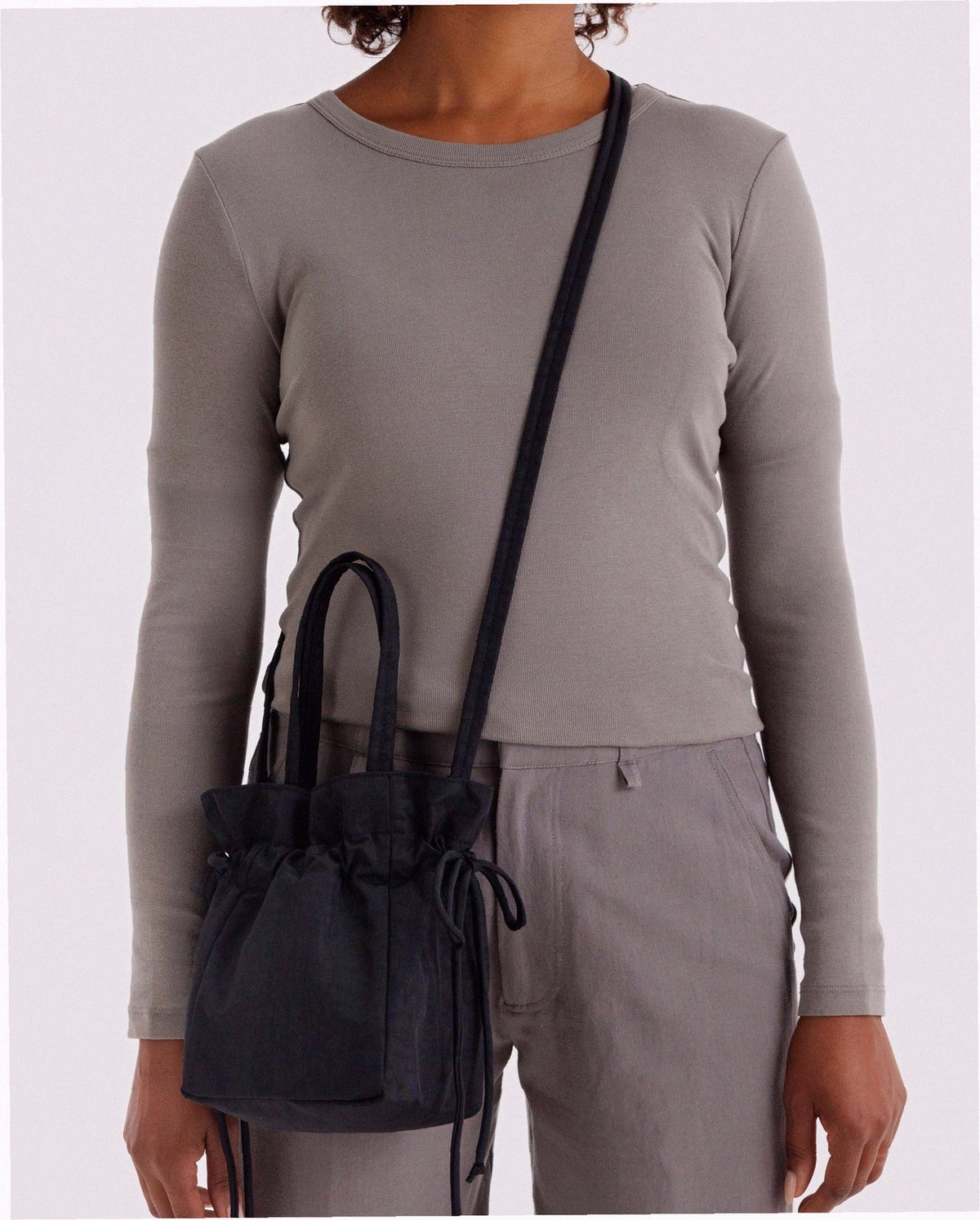 Nylon Drawstring Bag - Black