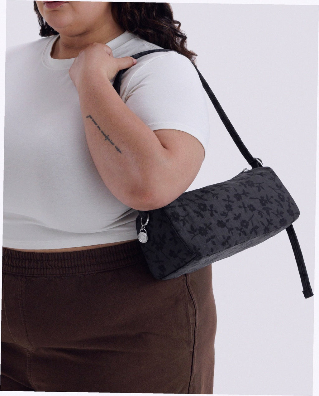 Nylon Loaf Bag - Charcoal Ditsy Floral