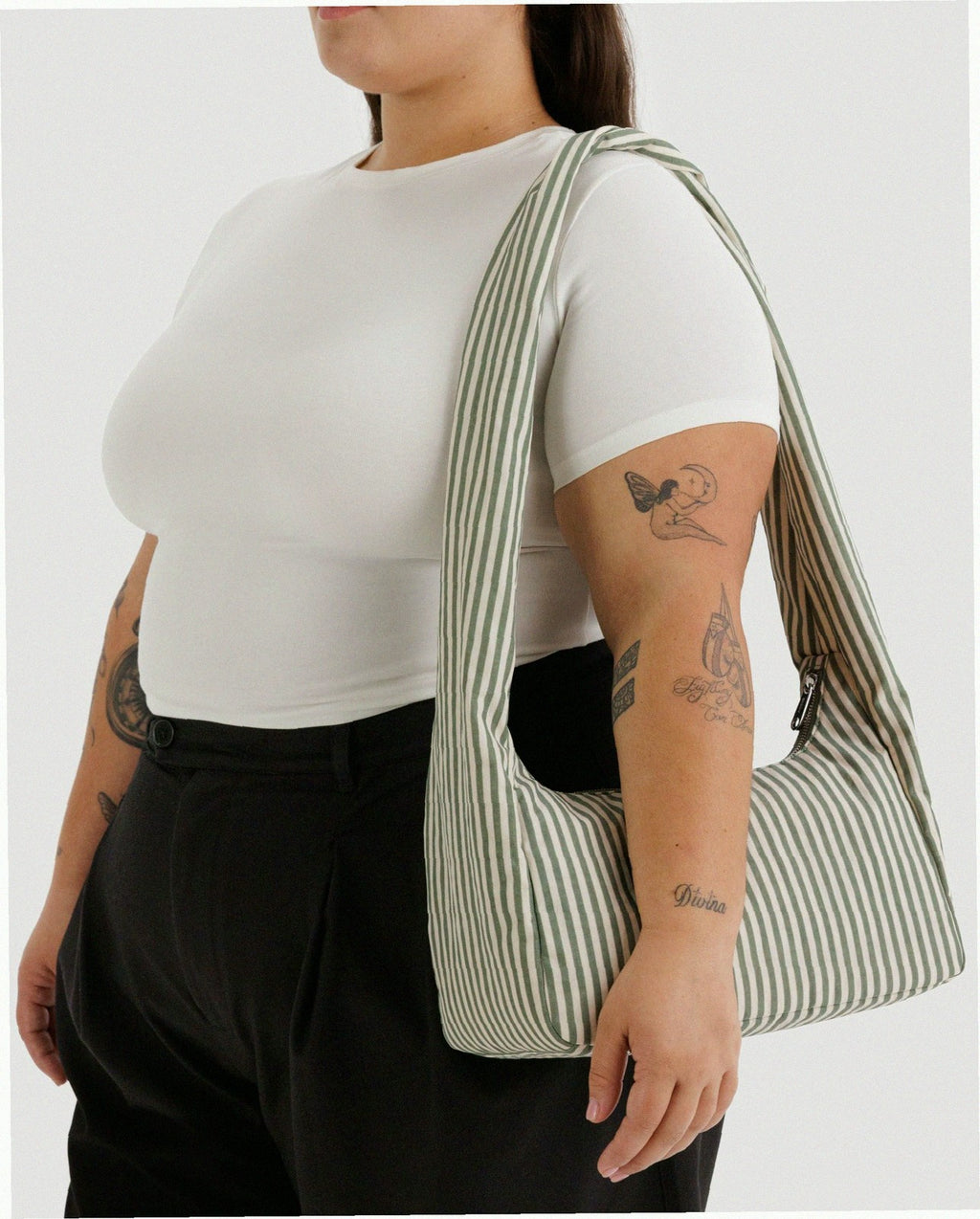 Nylon Meringue Bag - Sage Stripe