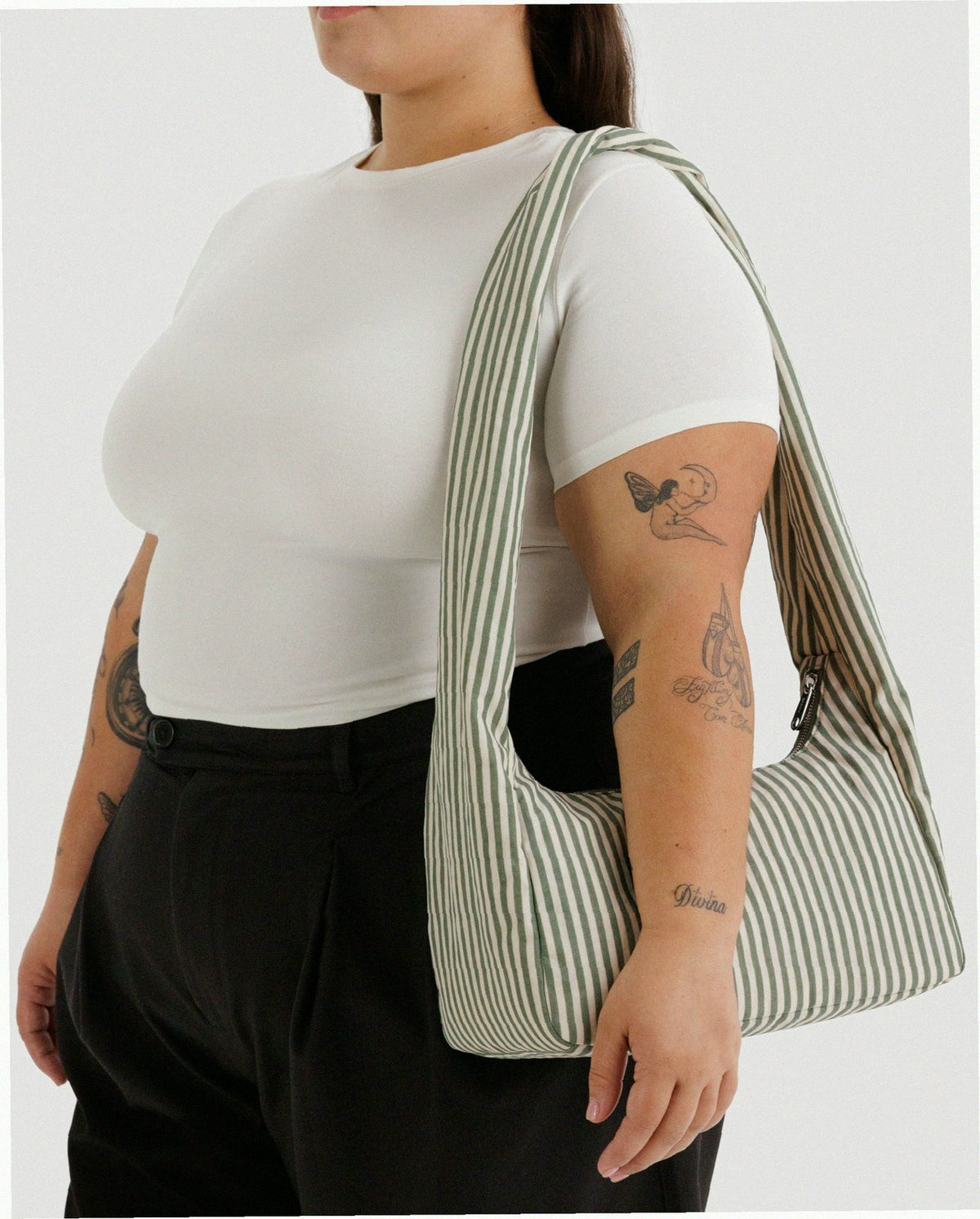 Nylon Meringue Bag - Sage Stripe
