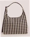 Nylon Shoulder Bag - Black And Cream Gingham