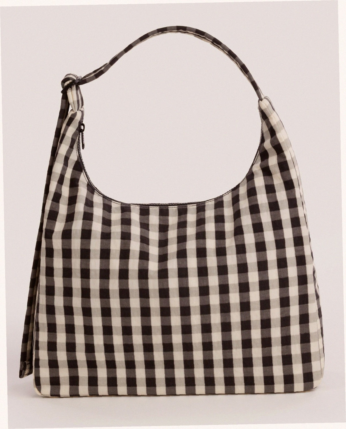 Nylon Shoulder Bag - Black And Cream Gingham