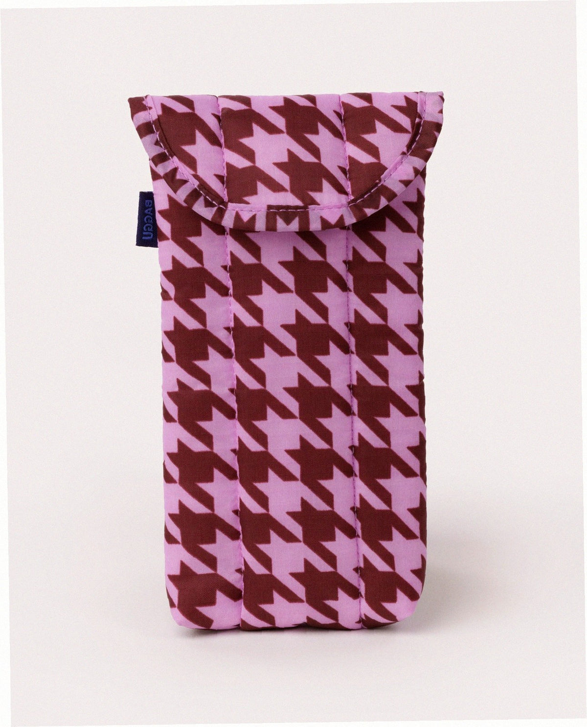 Puffy Glasses Sleeve - Pink Houndstooth