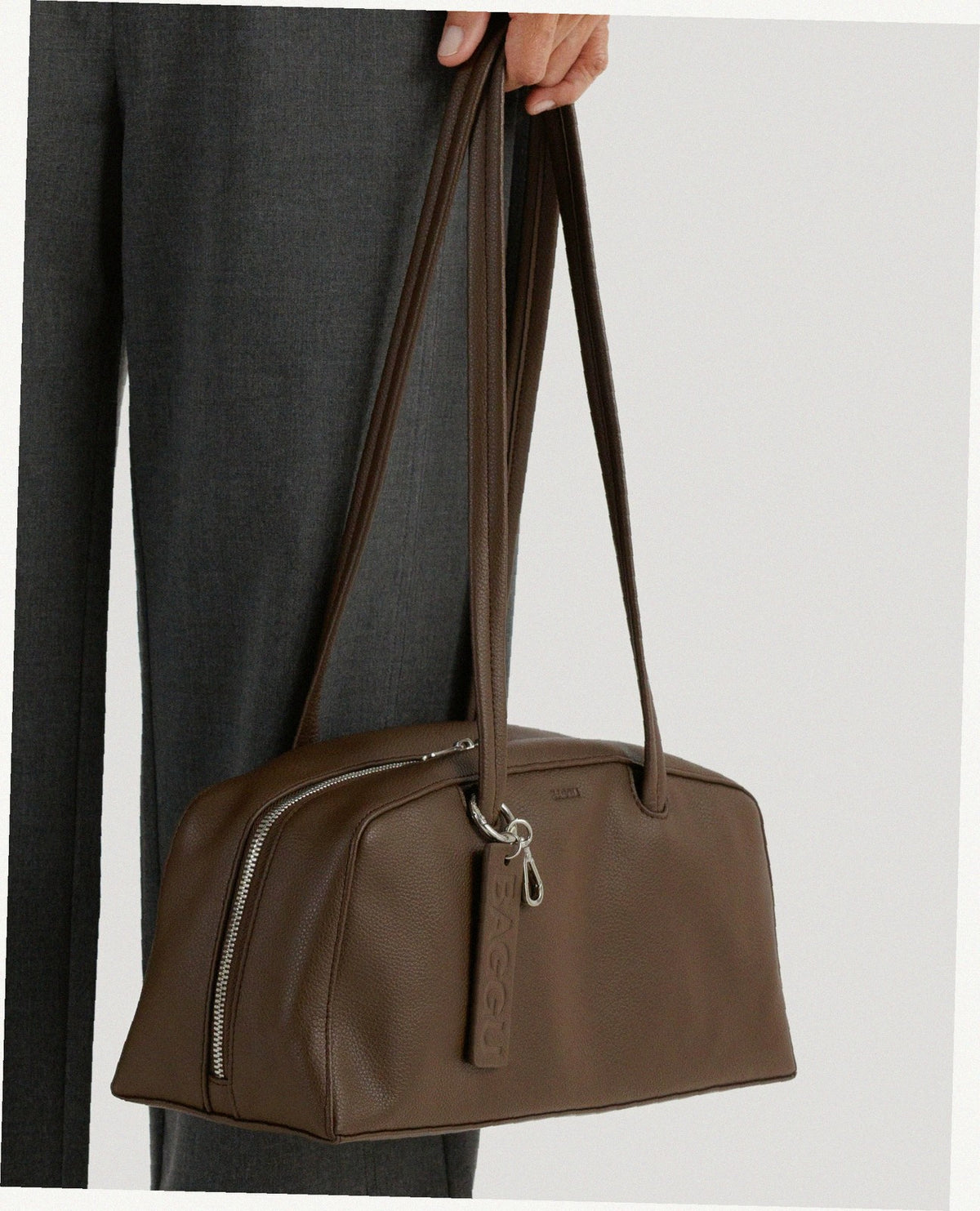 Recycled Leather Bowler Bag - Brown