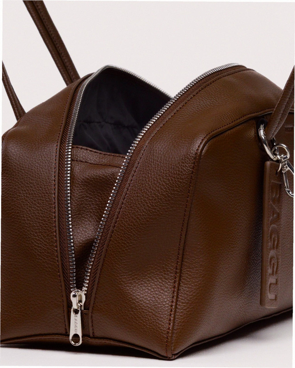 Recycled Leather Bowler Bag - Brown