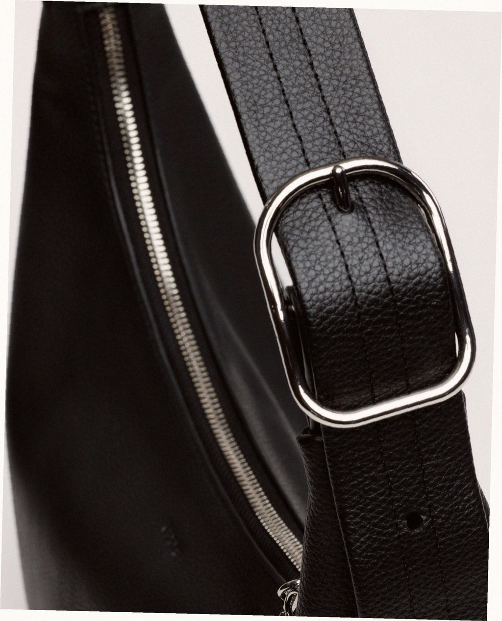 Recycled Leather Shoulder Bag - Black