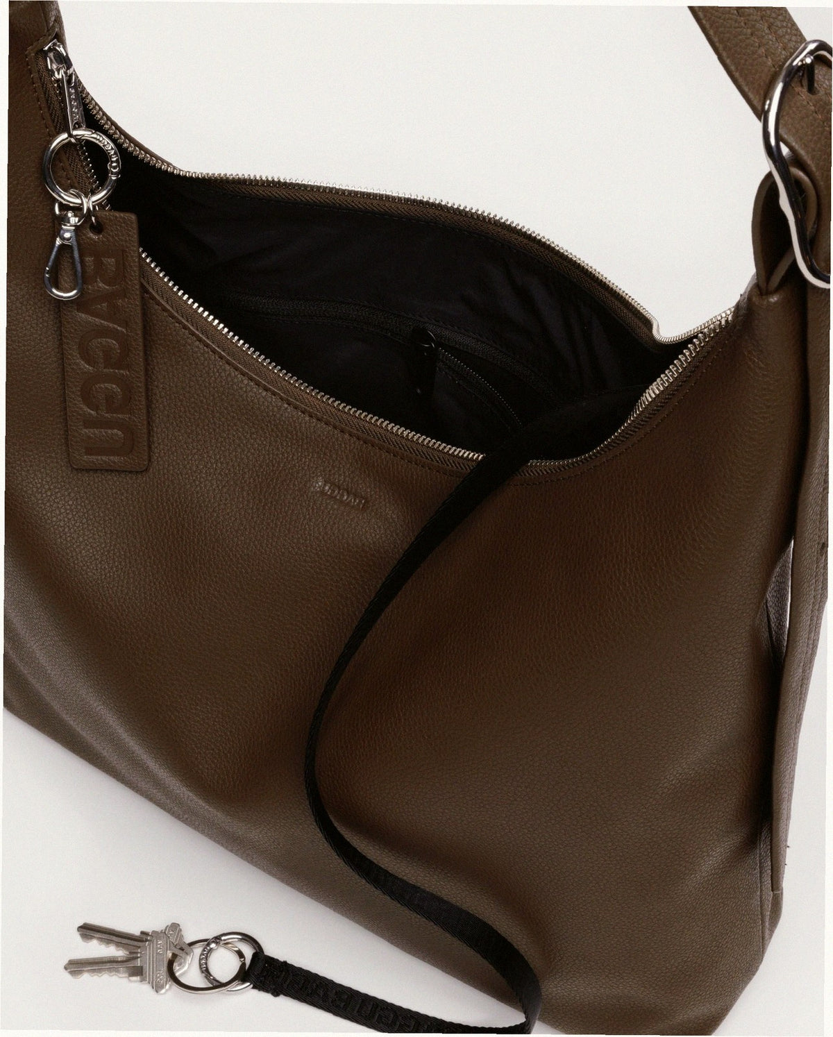 Recycled Leather Shoulder Bag - Brown