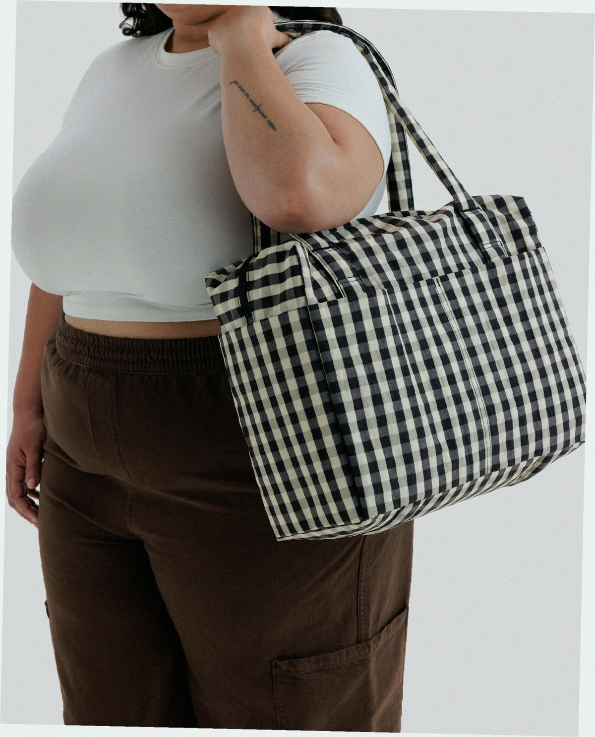 Small Cloud Carry-On Luggage - Black And Cream Gingham