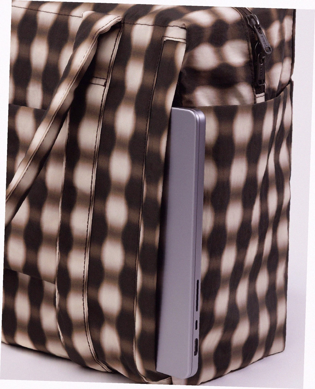 Small Cloud Carry-On Luggage - Blurred Gingham Brown