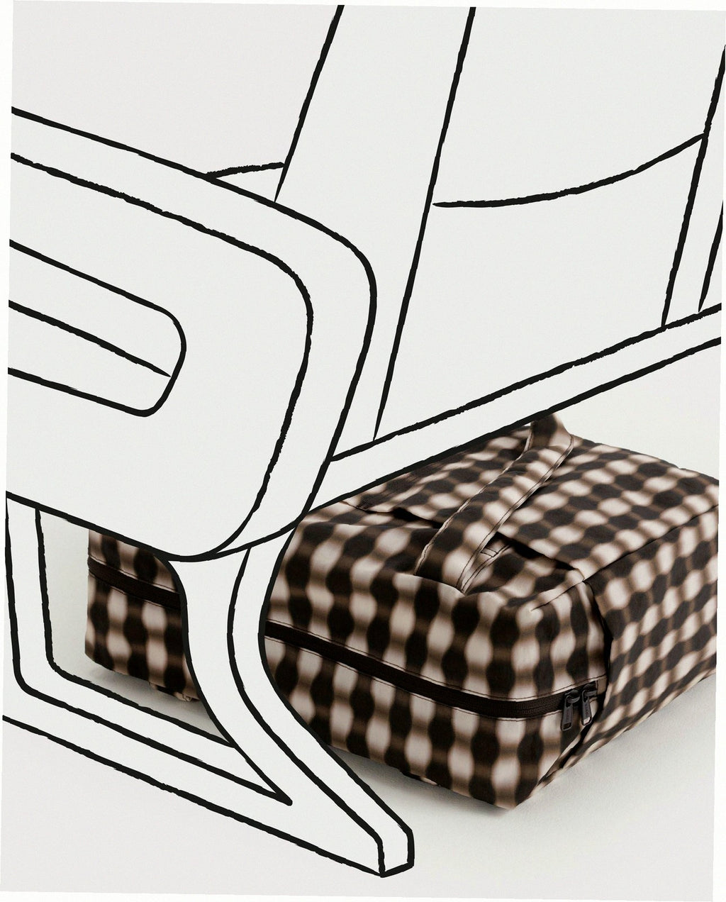 Small Cloud Carry-On Luggage - Blurred Gingham Brown