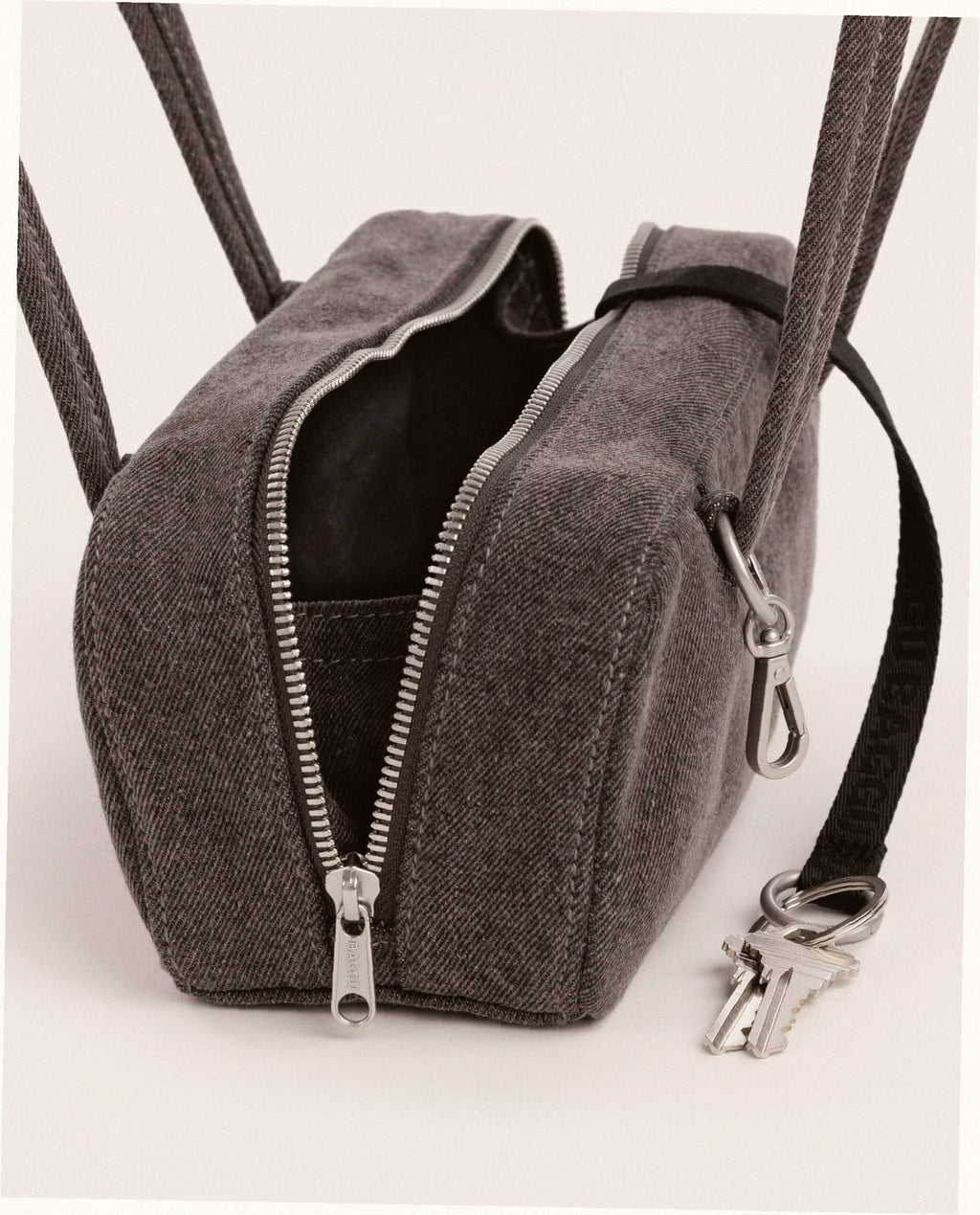 Small Denim Bowler Bag - Washed Black Denim