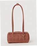 Small Nylon Bowler Bag - Tan Houndstooth