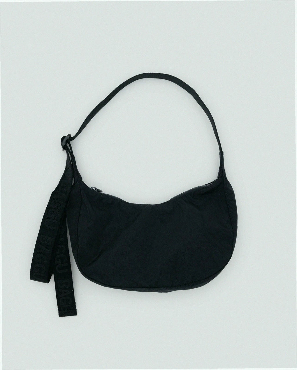 Small Nylon Crescent Shoulder Bag - Black
