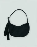 Small Nylon Crescent Shoulder Bag - Black