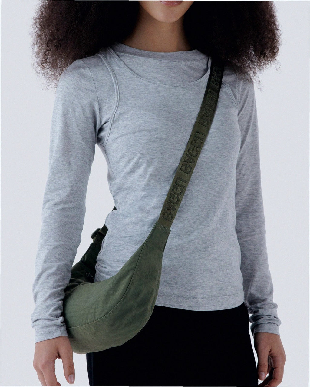 Small Nylon Crescent Shoulder Bag - Caper