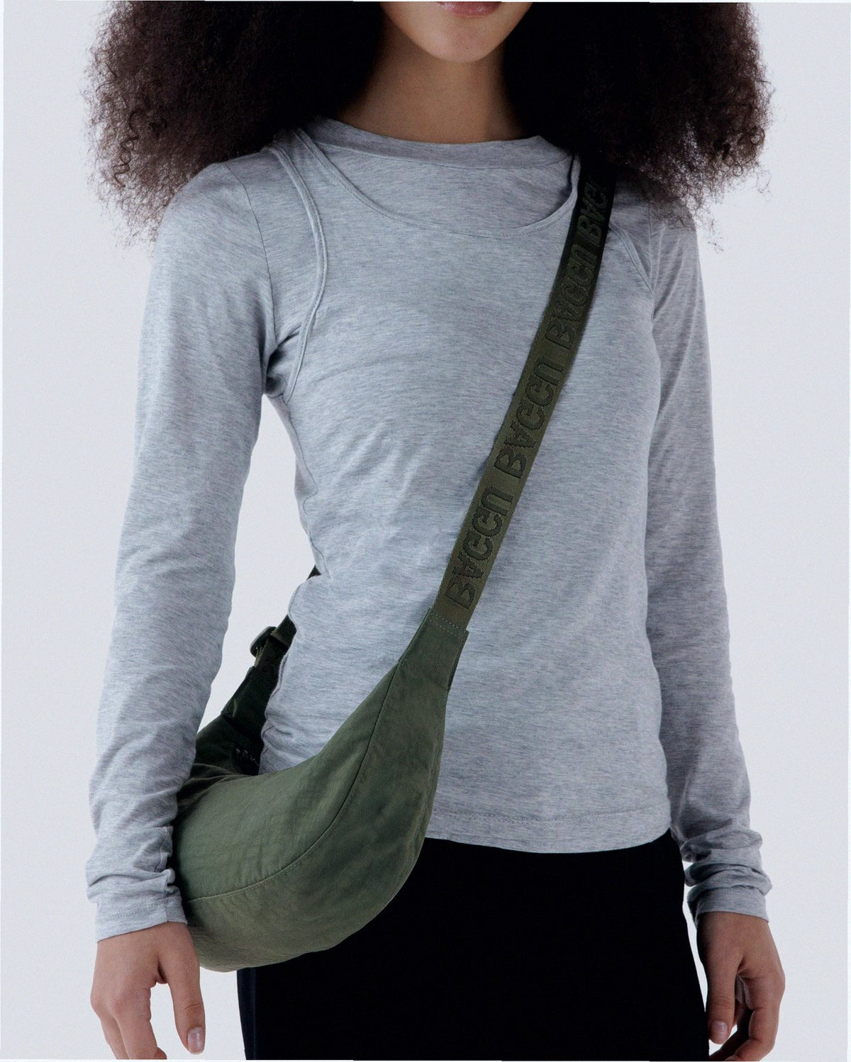 Small Nylon Crescent Shoulder Bag - Caper