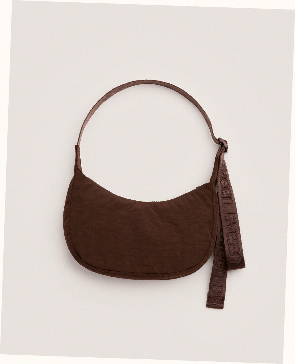 Small Nylon Crescent Shoulder Bag - Coffee