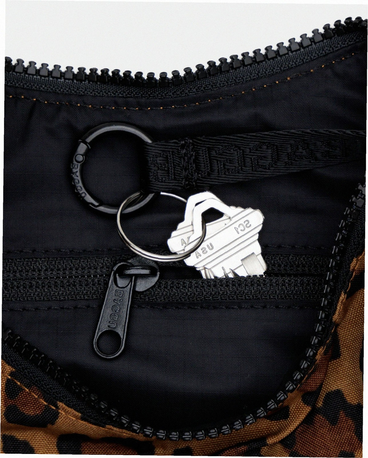 Small Nylon Crescent Shoulder Bag - Leopard