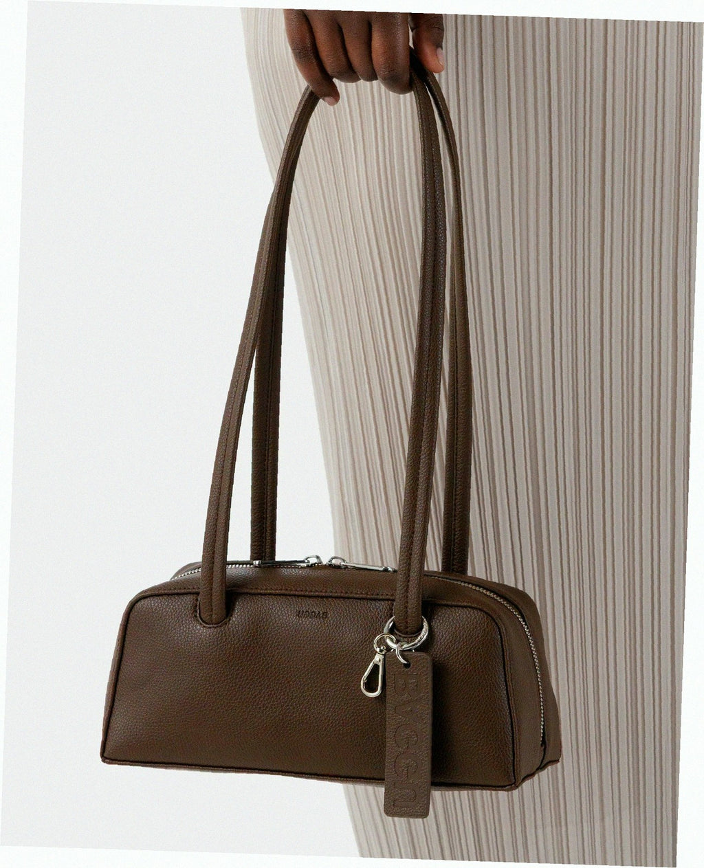 Small Recycled Leather Bowler Bag - Brown