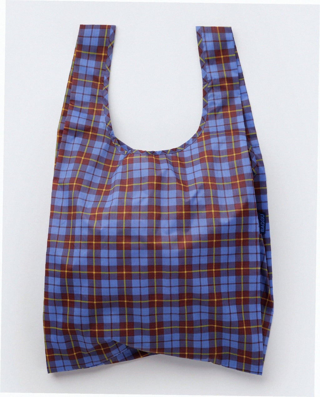 Reusable Nylon Baggu Tote Bag - Blue Tartan