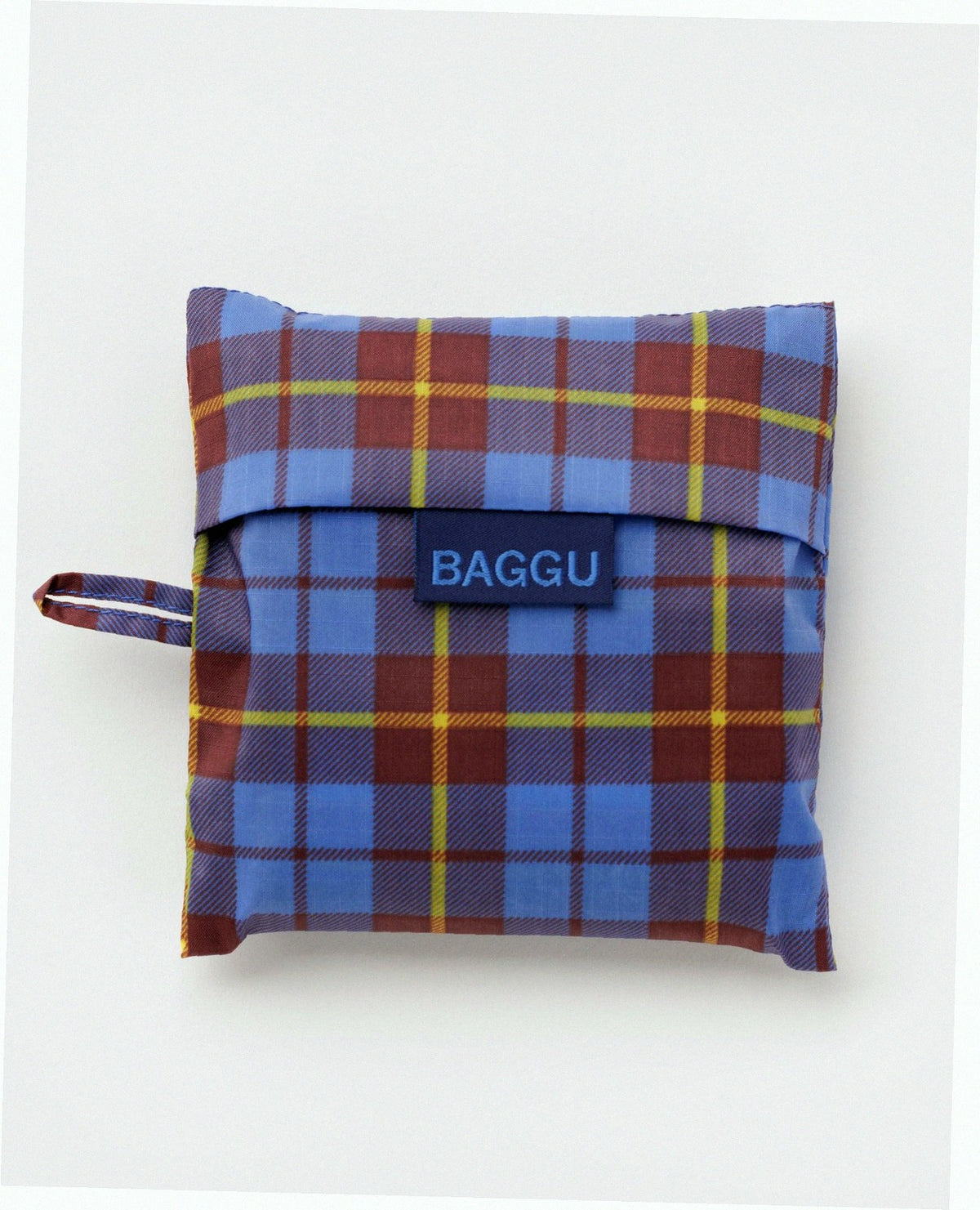 Reusable Nylon Baggu Tote Bag - Blue Tartan